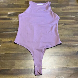 Reoria High Neck Bodysuit Soft Stretchy M Thong Top Sleeveless